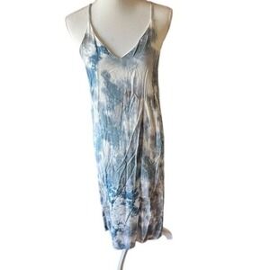 Gilli Women Dress Grey Blue Tie Dye V-Neck Midi Boho S